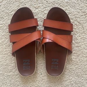 Size 6 slip on sandals by Billabong